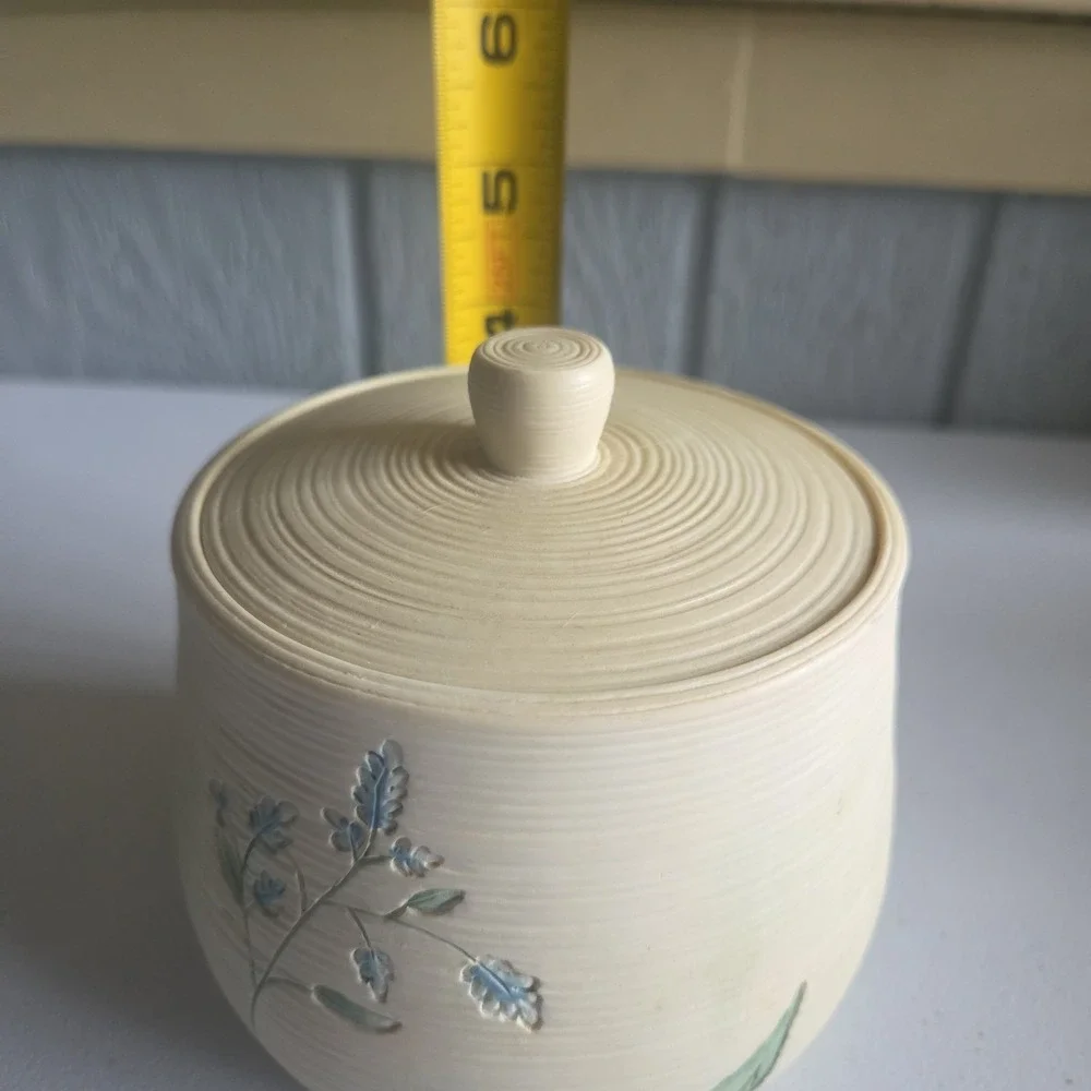 Shabby Chic Floral Embossed Bathroom Canister Lid Cotton Jar Floral Handpainted